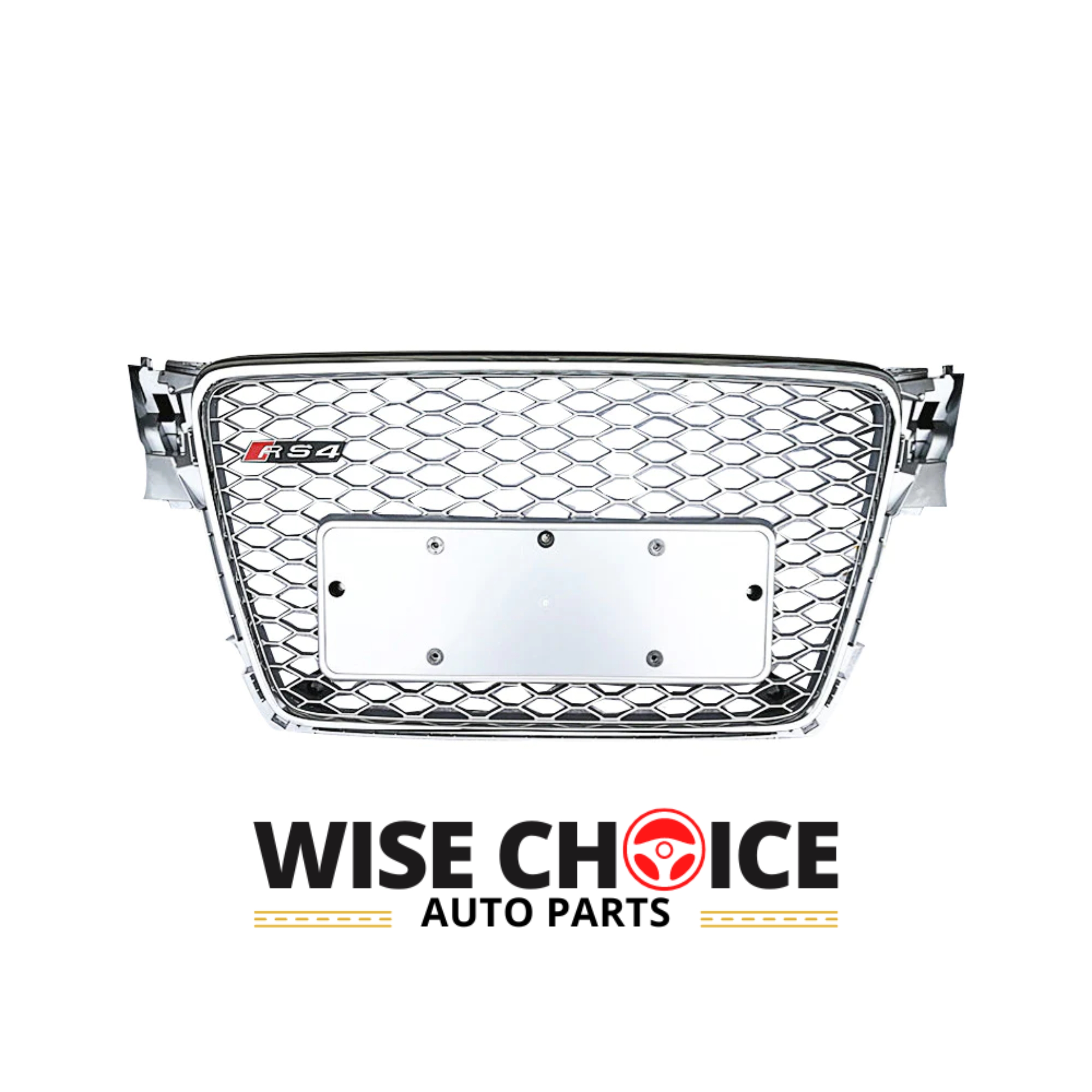 Audi RS4 Honeycomb Front Grille in Silver for 2009-2012 B8 A4/S4 models