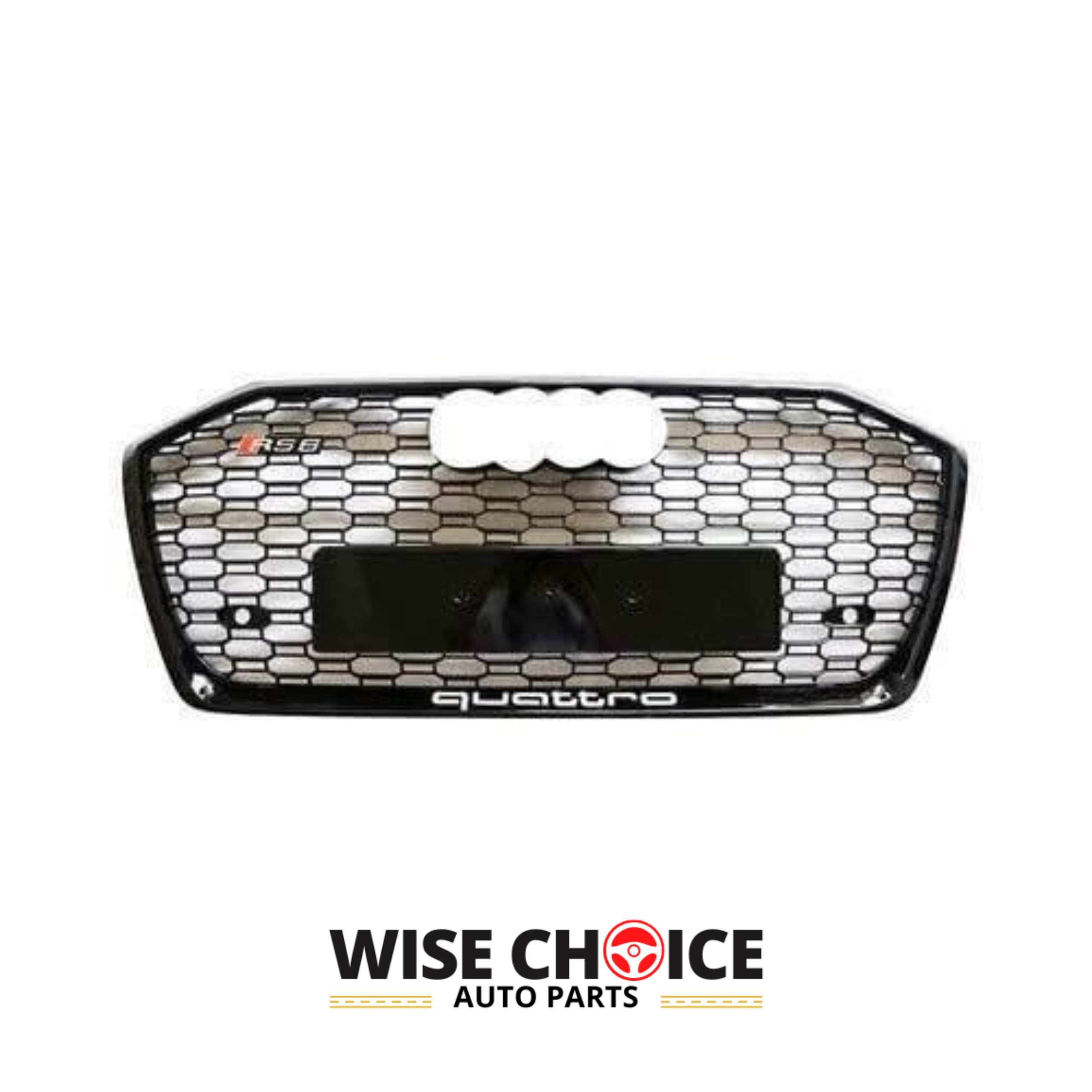 Audi RS6 Honeycomb Front Grille installed on a C8 A6/S6, enhancing the car's aggressive aesthetics.